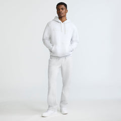Champion Powerblend Hoodie, Tonal Script Logo - Platinum Silver Heather