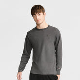 Champion Classic Long Sleeve T-Shirt, Embroidered C Logo - Granite Heather