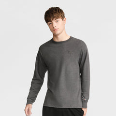 Champion Classic Long Sleeve T-Shirt, Embroidered C Logo - Granite Heather