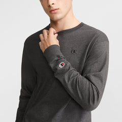 Champion Classic Long Sleeve T-Shirt, Embroidered C Logo - Granite Heather