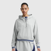 Champion Tackle Lace Front Hoodie, Tonal Embroidered C Logo - Oxford Grey Heather
