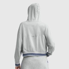 Champion Tackle Lace Front Hoodie, Tonal Embroidered C Logo - Oxford Grey Heather