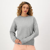 Champion Powerblend Crewneck Sweatshirt, Embroidered Script Logo - Oxford Grey Heather