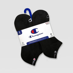 Champion 6Pk Women's Cushion Low Cut - Black Toe Logo