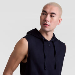 Champion Sleeveless Hoodie, Embroidered C Logo - Deep Navy