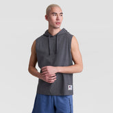 Champion Sleeveless Hoodie, Embroidered C Logo - Granite Heather