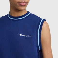 Champion Country Club Sleeveless Top, Embroidered Script Logo - Blue Depth