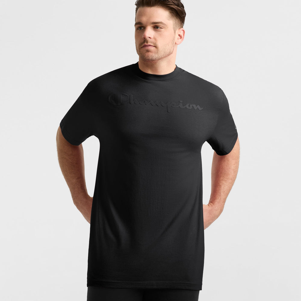 Champion Classic Graphic T-Shirt, Tonal Script Logo - Big & Tall - Black