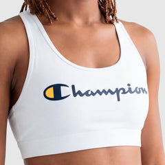 Champion Sports Bra, Script Logo - Bright White