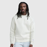 Champion Powerblend Crewneck Sweatshirt, Tonal Script Logo - Unbleached Cotton