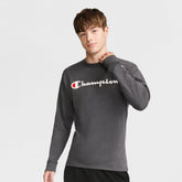 Champion Classic Graphic Long-Sleeve T-Shirt, Script Logo - Granite Heather