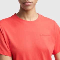 Champion Classic T-Shirt, Tonal Left Chest Script - Poppy Red