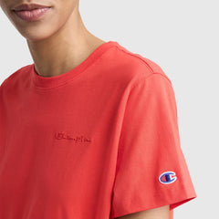 Champion Classic T-Shirt, Tonal Left Chest Script - Poppy Red