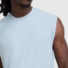 Champion Sport Crewneck Muscle Tee, Script Logo - Quarry