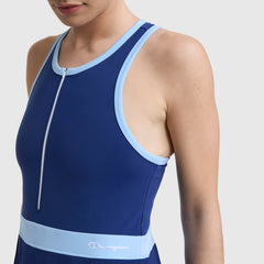 Champion Match Point Tennis Dress, Embroidered Script Logo - Blue Depth