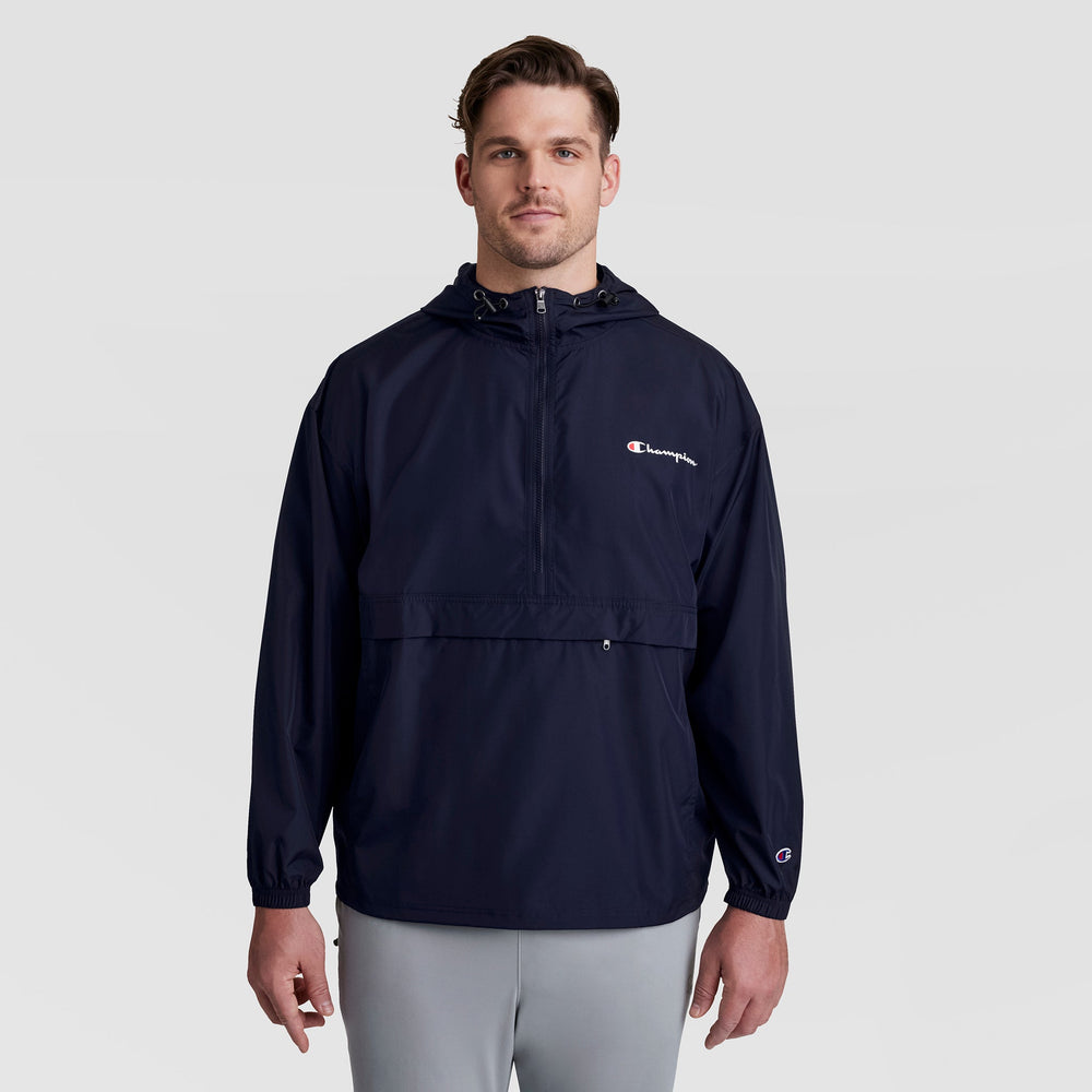 Champion Stadium Packable Jacket, Script Logo - Big & Tall - Navy