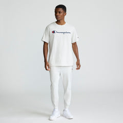 Champion Classic Graphic T-Shirt, Script Logo - Platinum Silver Heather