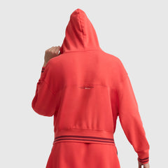 Champion Tackle Lace Front Hoodie, Tonal Embroidered C Logo - Poppy Red