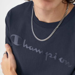 Champion Classic Graphic T-Shirt, Tonal Script Logo - Deep Navy