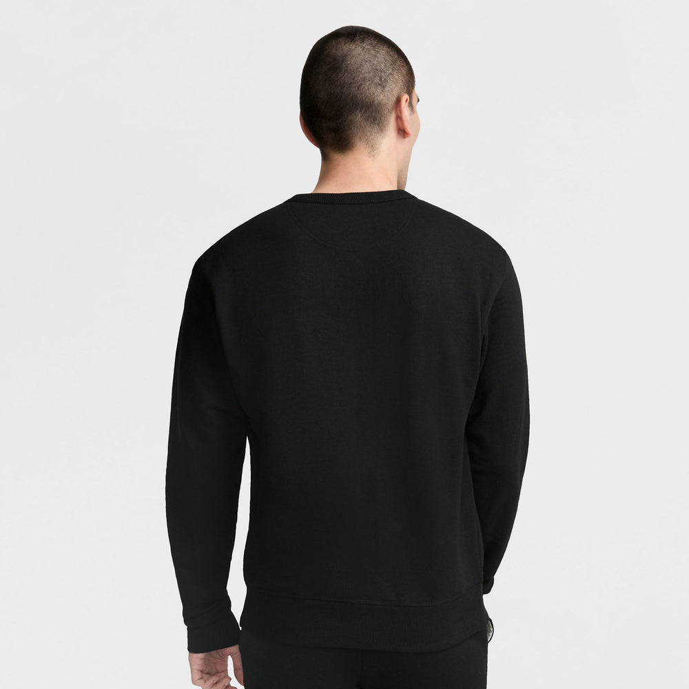 Champion Powerblend Crewneck Sweatshirt, Classic Script Logo - Black