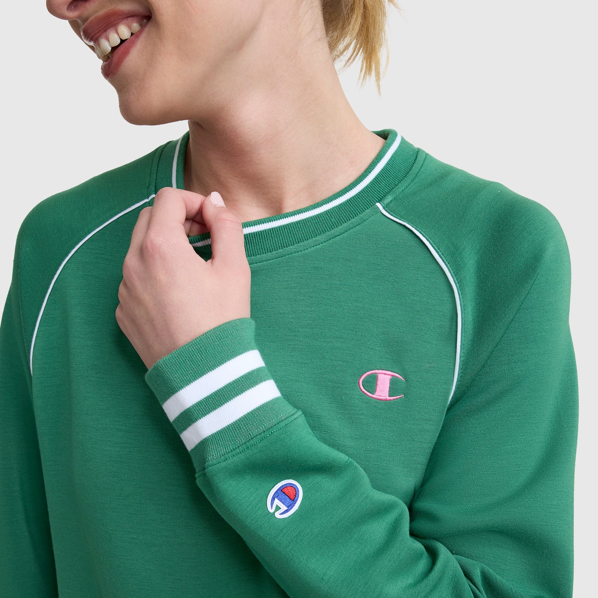 Champion Tennis Court Raglan Crewneck - Verdant Green