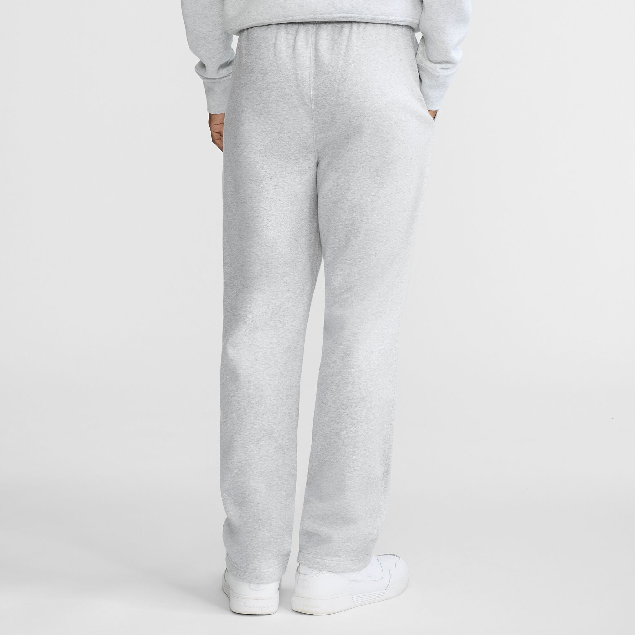 Champion Powerblend Sweatpants, Open Hem - Platinum Silver Heather