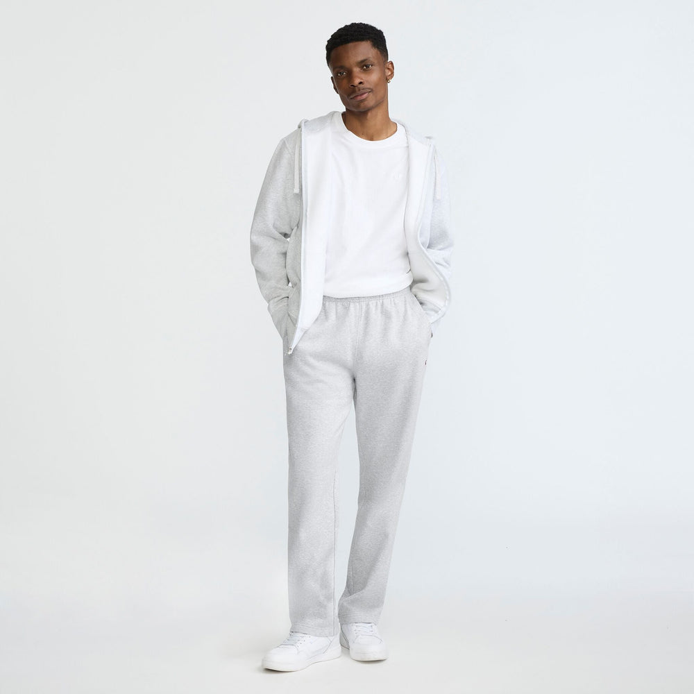 Champion Powerblend Sweatpants, Open Hem - Platinum Silver Heather