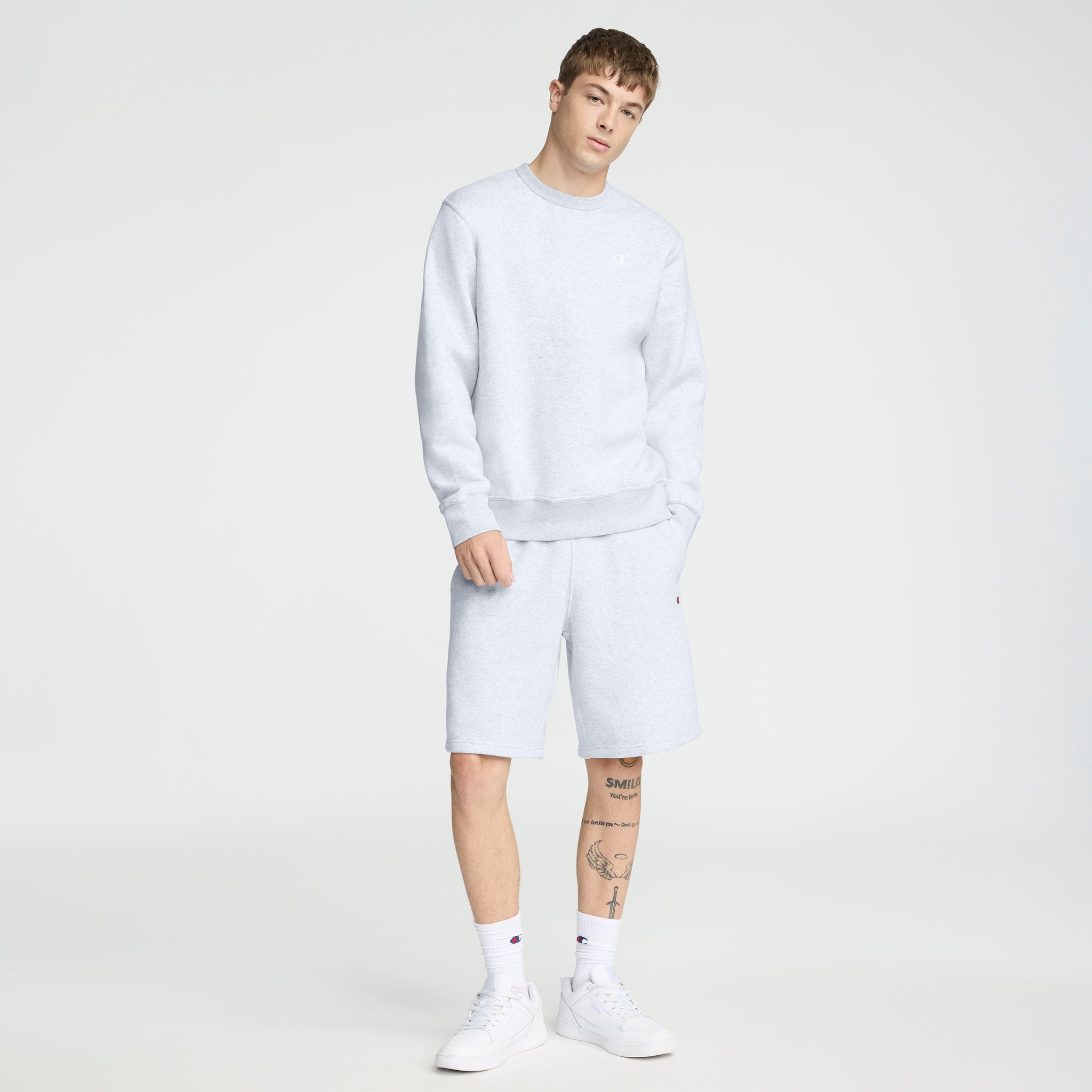 Champion Powerblend Crewneck Sweatshirt - Platinum Silver Heather