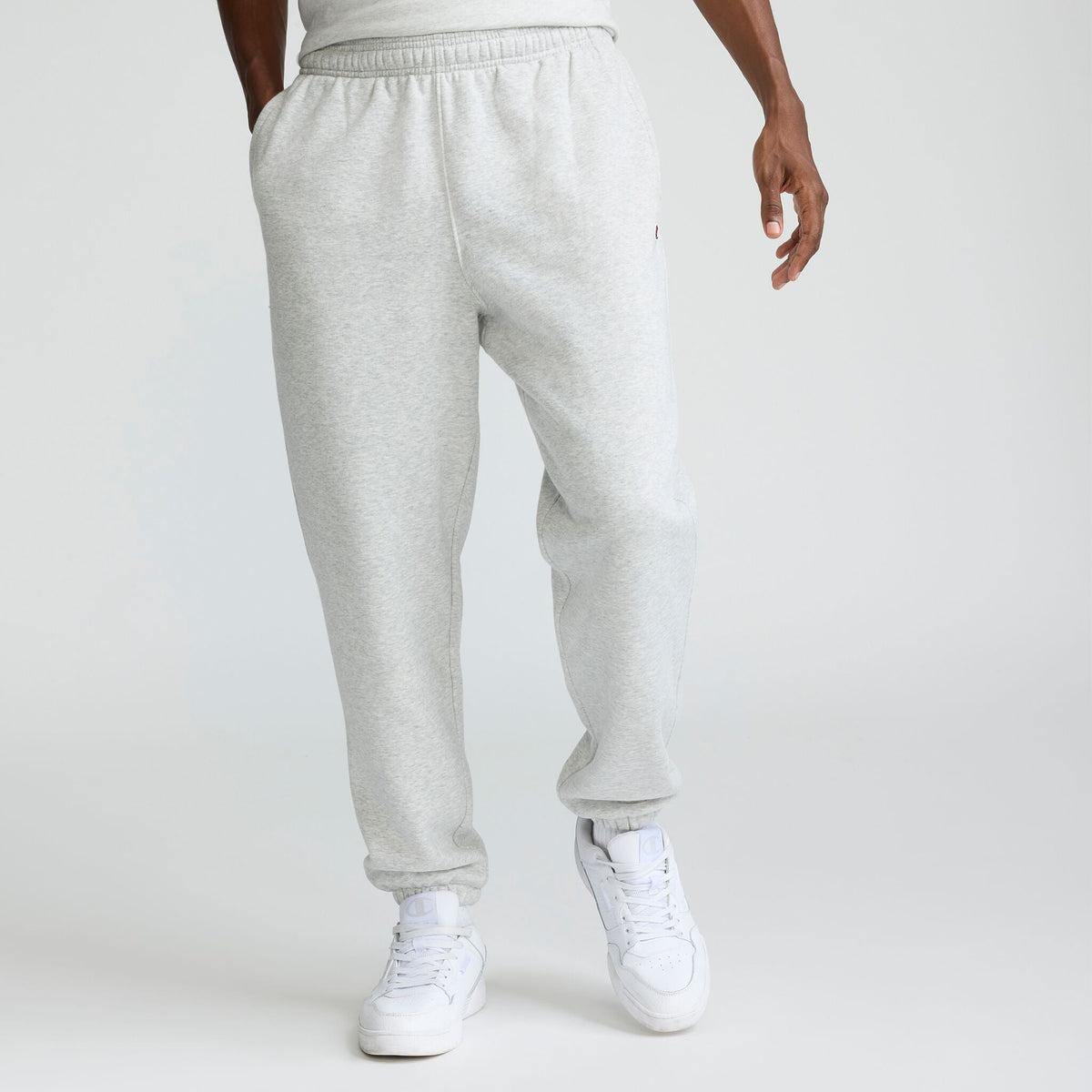 Champion Powerblend Sweatpants, Cinched Bottom - Platinum Silver Heather