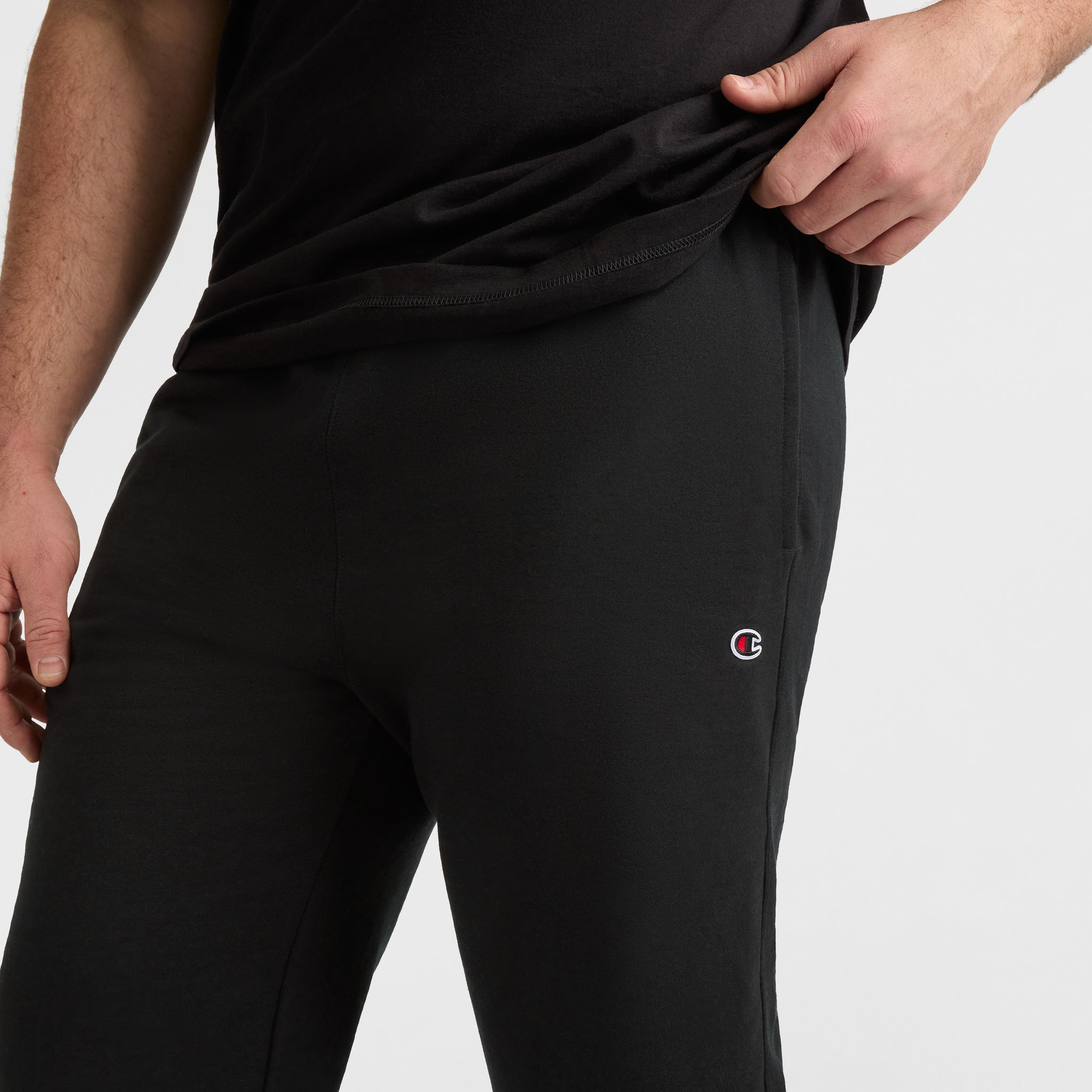 Champion Powerblend Sweatpants, Open Hem - Big & Tall - Black