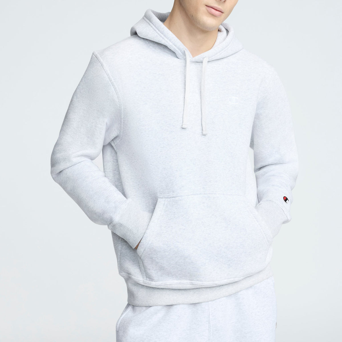 Champion Powerblend Hoodie - Platinum Silver Heather
