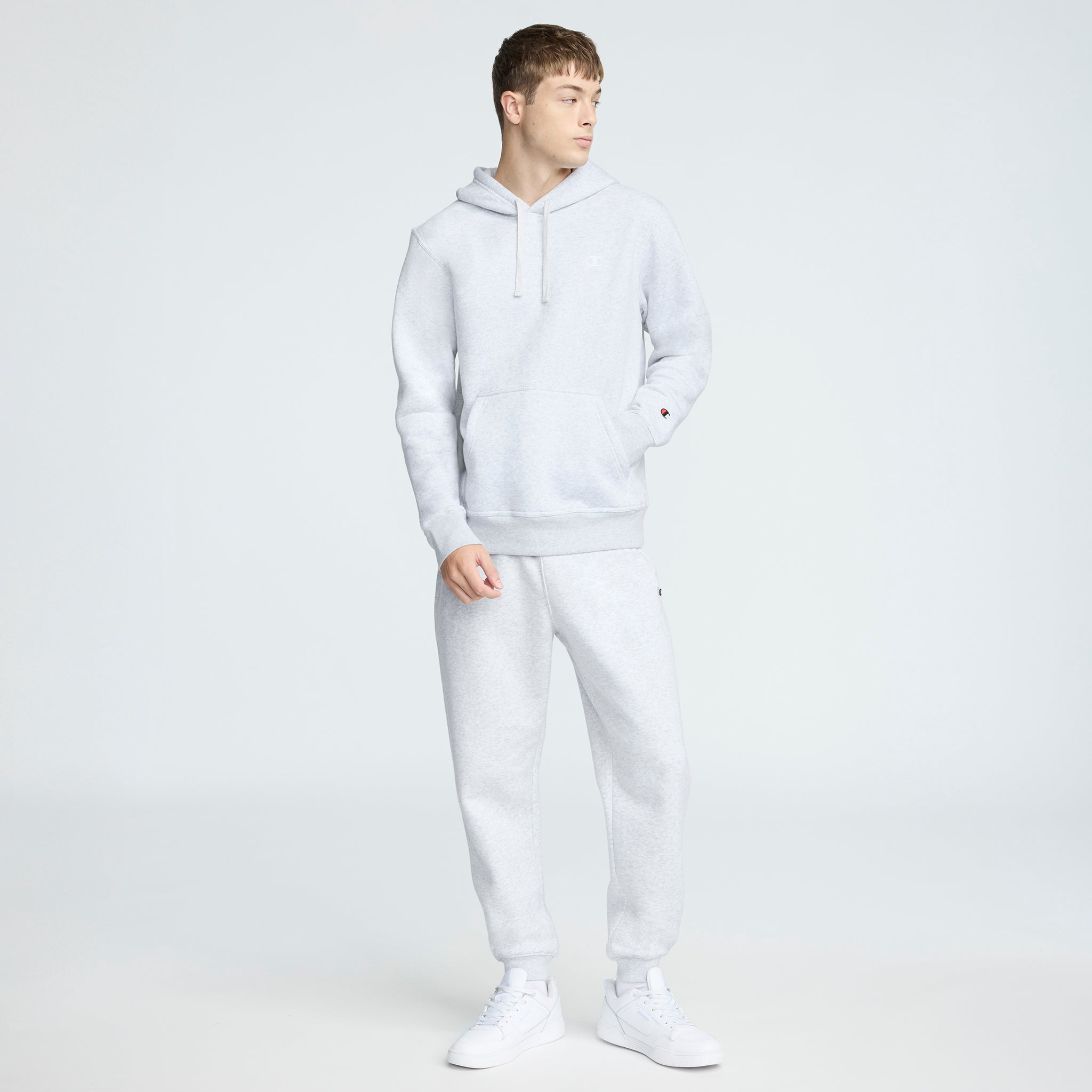 Champion Powerblend Hoodie - Platinum Silver Heather