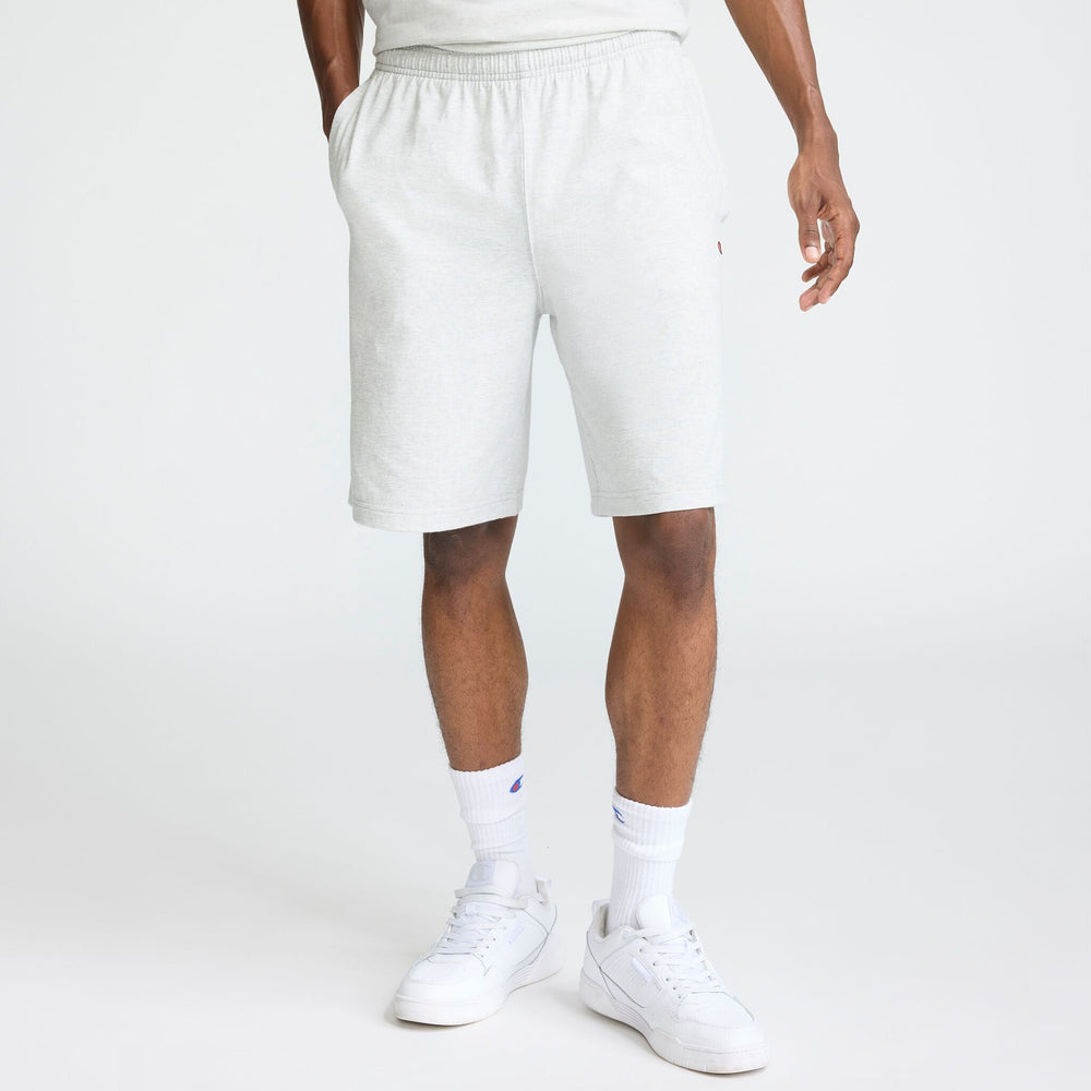 Champion 9" Lightweight Lounge Shorts, C Patch Logo - Platinum Silver Heather