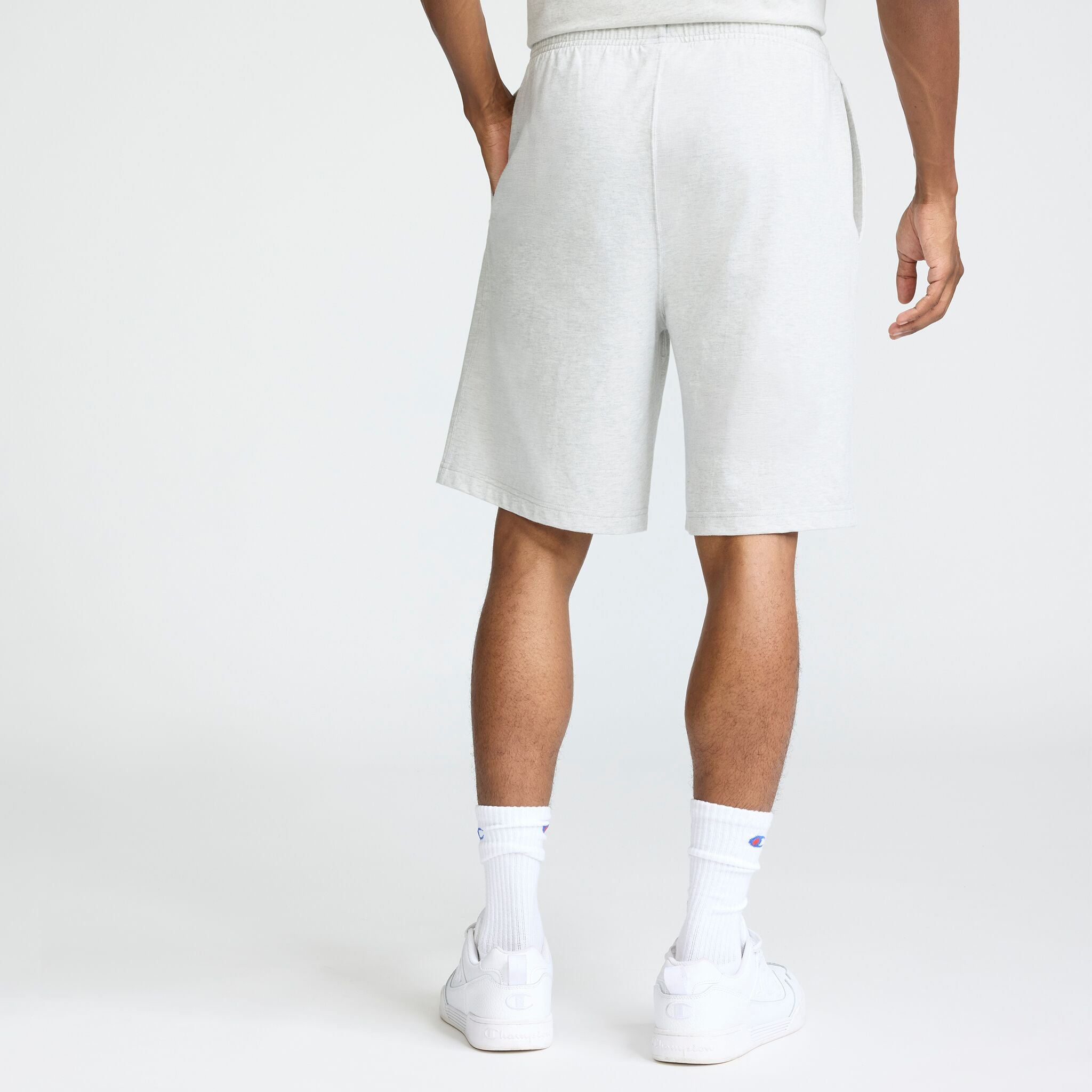 Champion 9" Lightweight Lounge Shorts, C Patch Logo - Platinum Silver Heather
