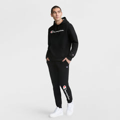Champion Powerblend Hoodie, Full Script Logo - Black