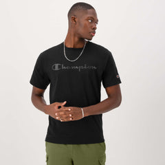 Champion Classic Graphic T-Shirt, Tonal Script Logo - Black