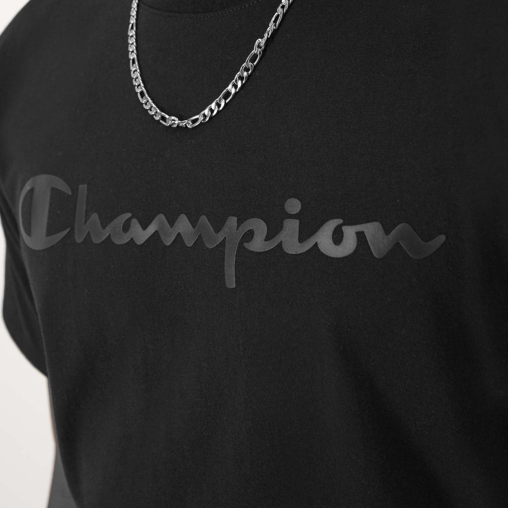 Champion Classic Graphic T-Shirt, Tonal Script Logo - Black