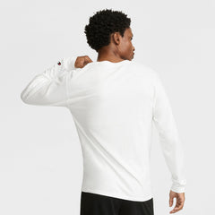 Champion Classic Long Sleeve T-Shirt, Embroidered C Logo - Bright White