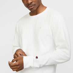 Champion Classic Long Sleeve T-Shirt, Embroidered C Logo - Bright White
