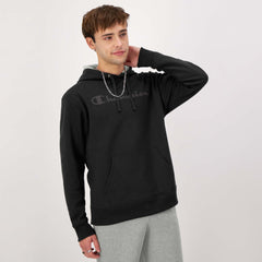 Champion Powerblend Hoodie, Tonal Script Logo - Black