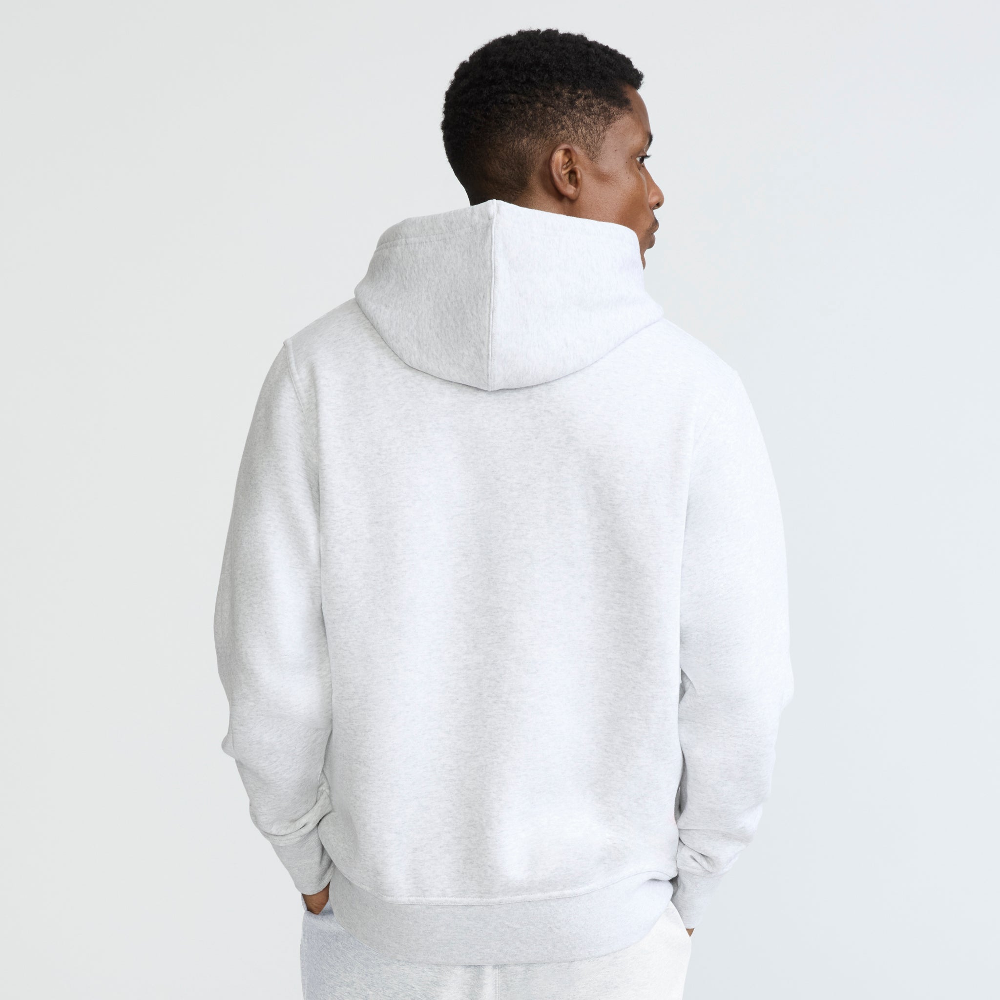 Champion Powerblend Hoodie, Tonal Script Logo - Platinum Silver Heather