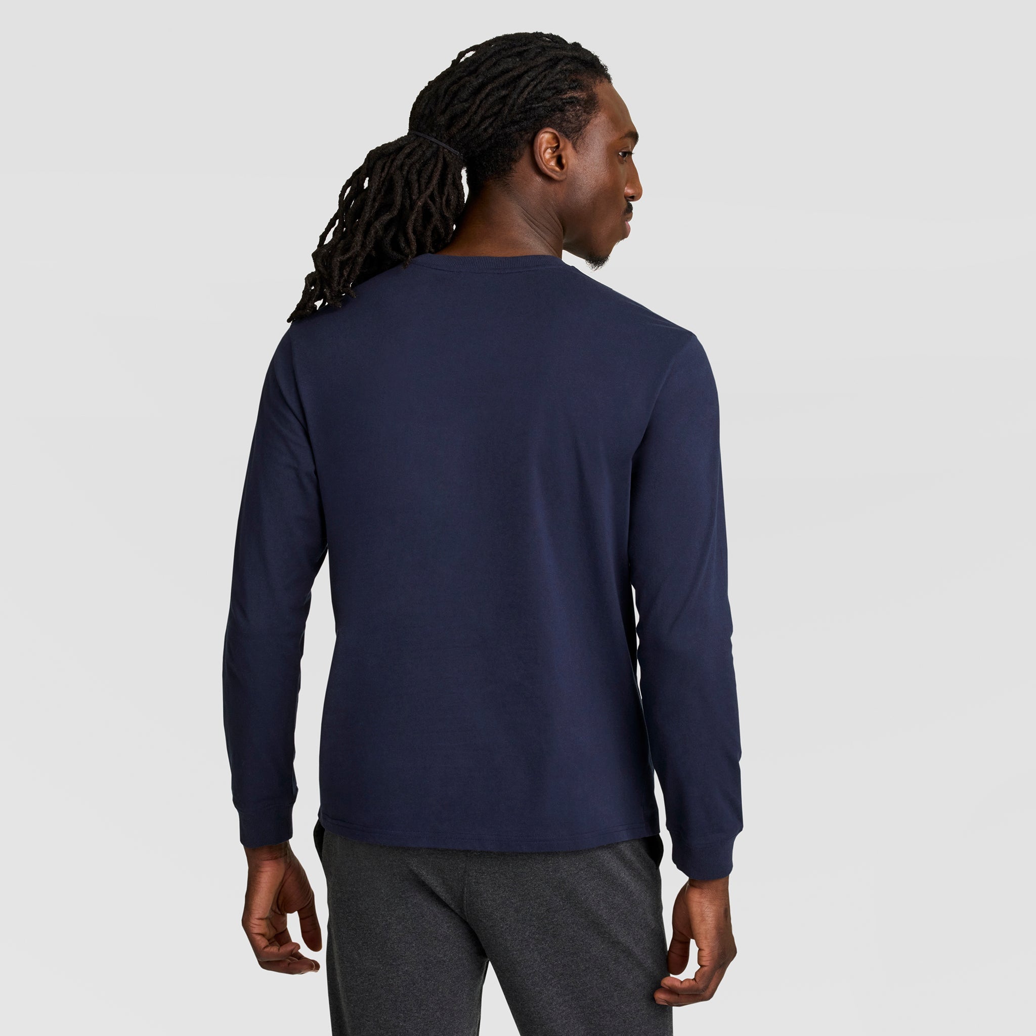 Champion Classic Long Sleeve T-Shirt, Embroidered C Logo - Deep Navy