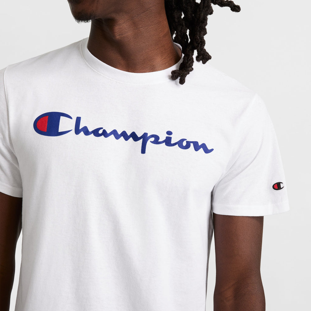 Champion Classic Graphic T-Shirt, Script Logo - Bright White