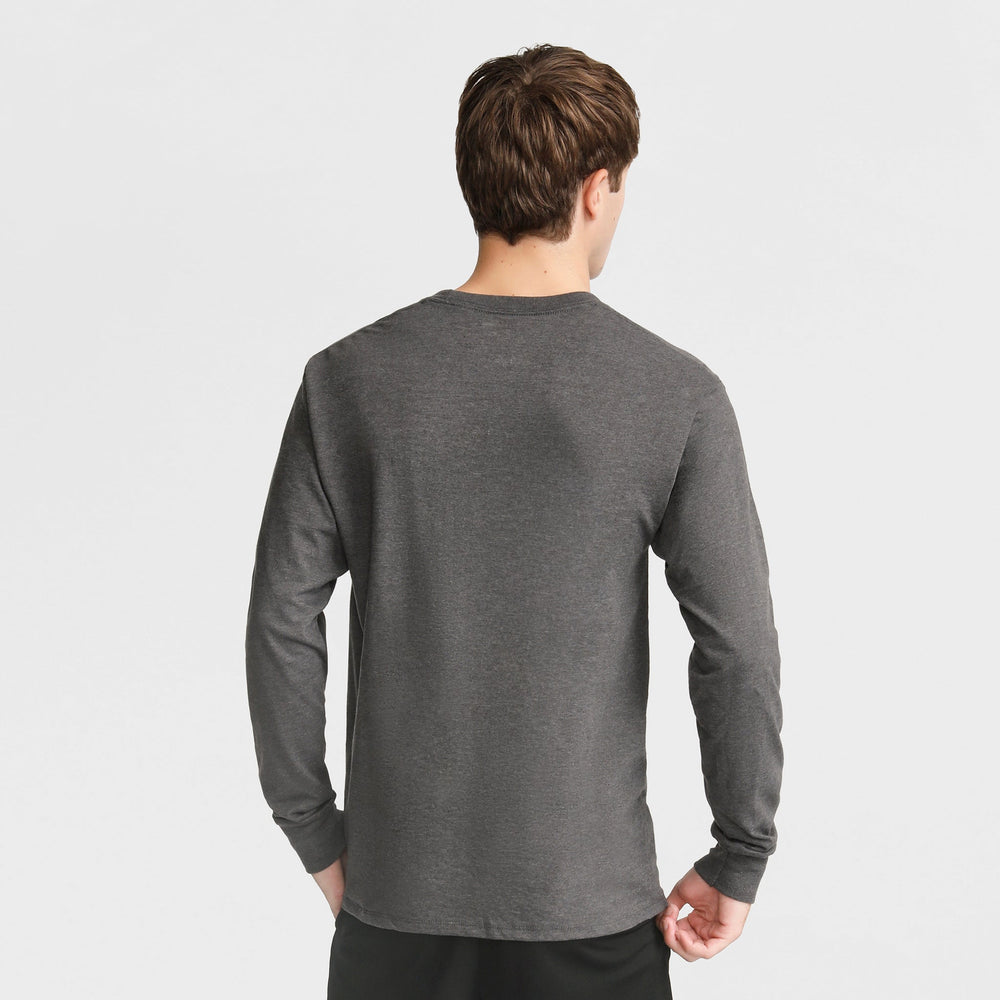 Champion Classic Long Sleeve T-Shirt, Embroidered C Logo - Granite Heather