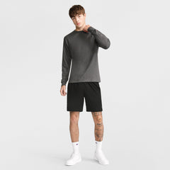 Champion Classic Long Sleeve T-Shirt, Embroidered C Logo - Granite Heather