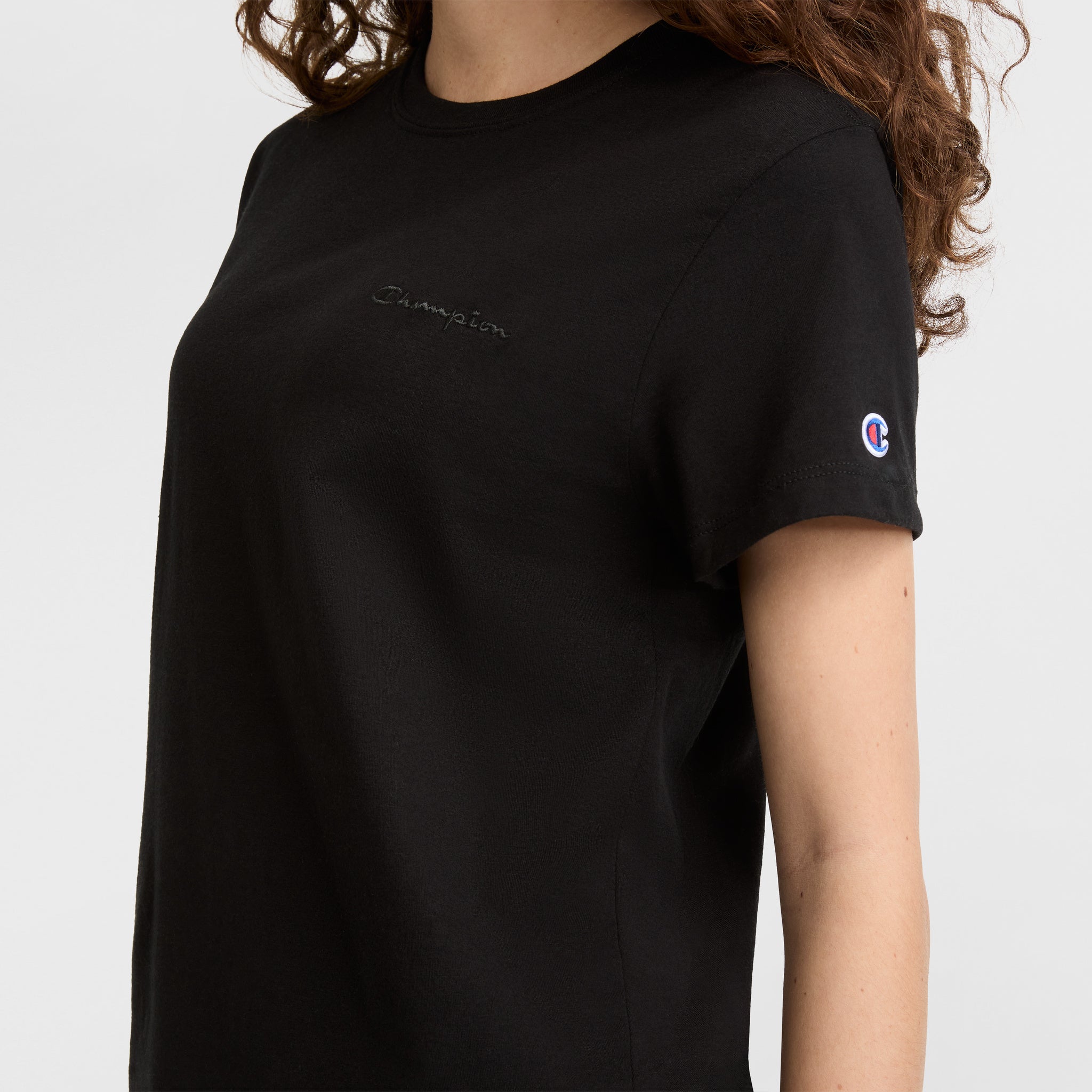 Champion Classic T-Shirt, Tonal Left Chest Script - Black