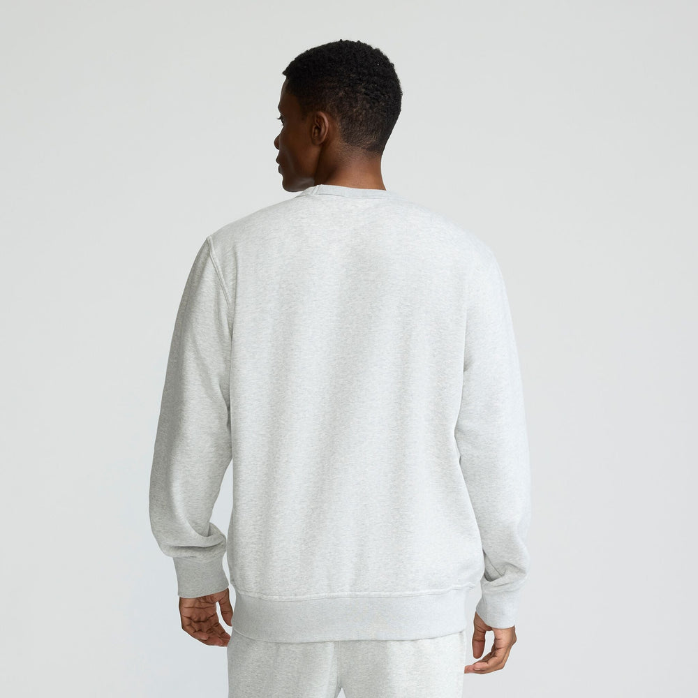 Champion Powerblend Crewneck Sweatshirt, Script Logo - Platinum Silver Heather