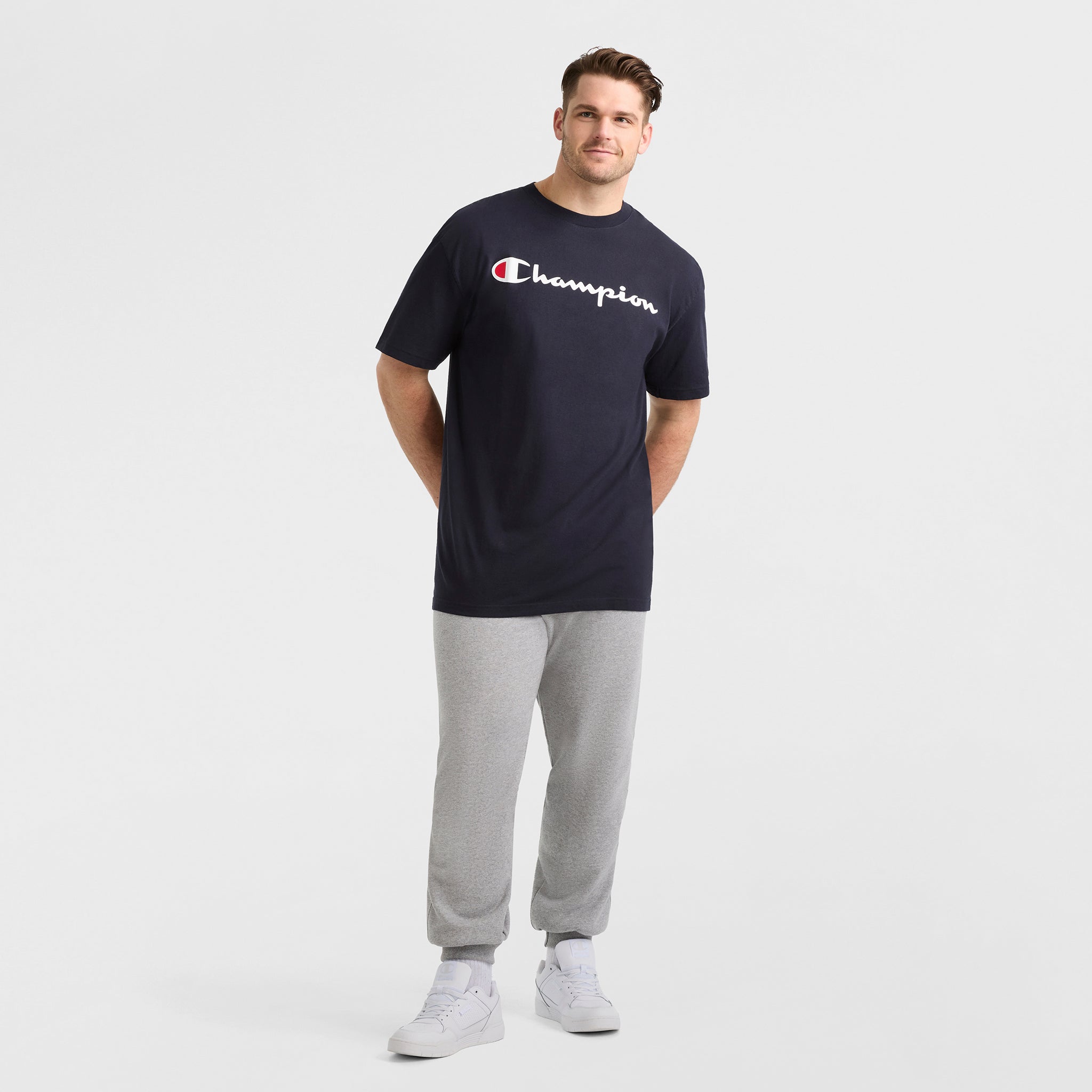 Champion Classic Graphic T-Shirt, Script Logo - Big & Tall - Deep Navy