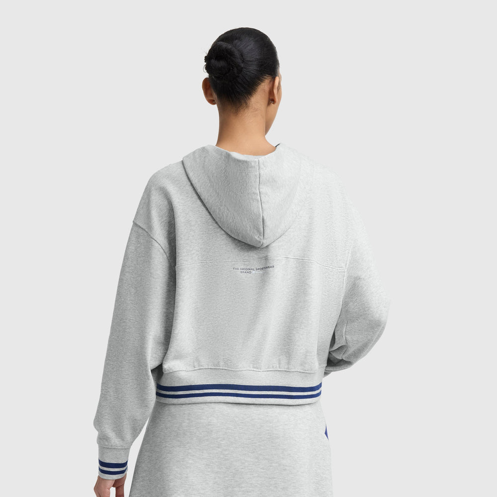 Champion Tackle Lace Front Hoodie, Tonal Embroidered C Logo - Oxford Grey Heather