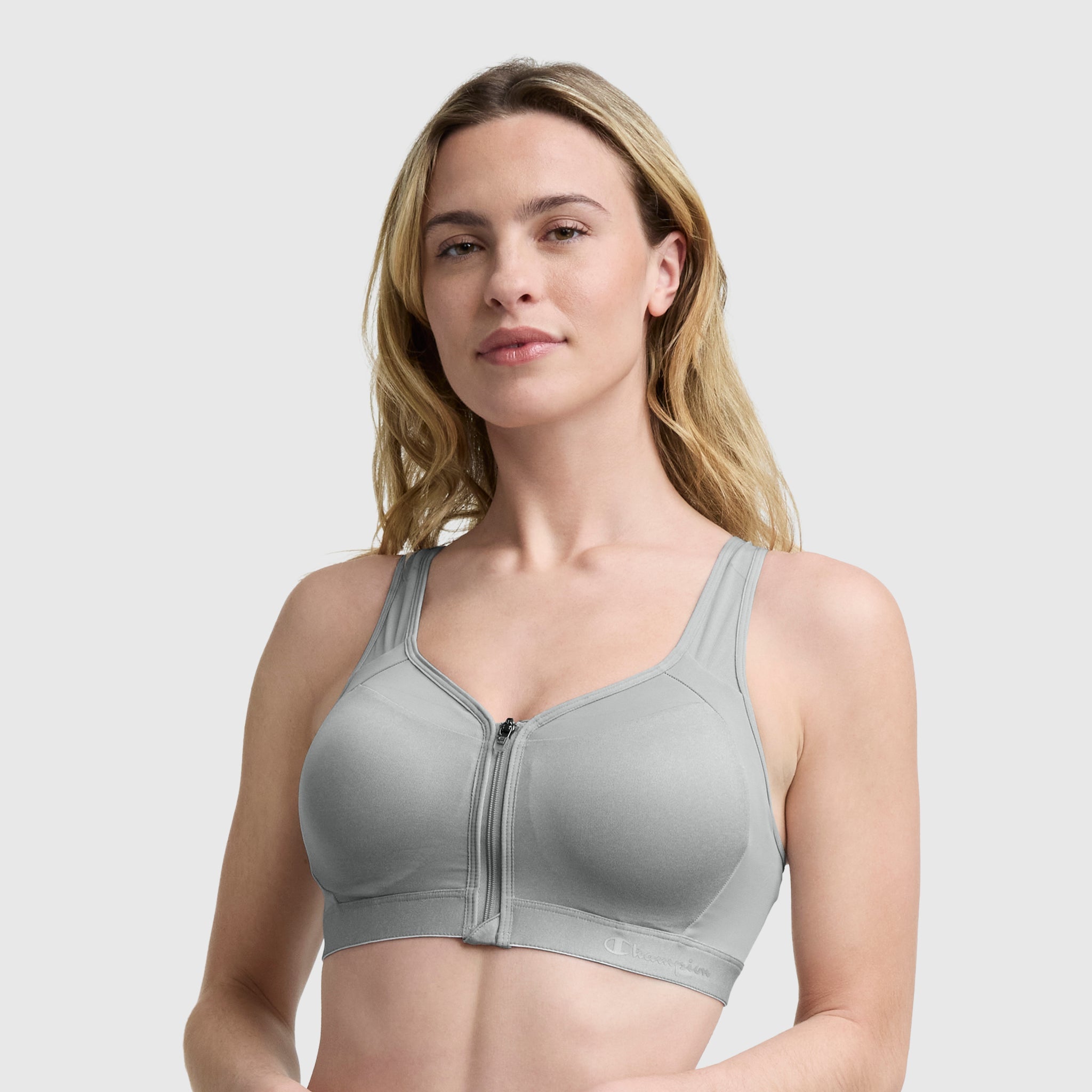 Champion Motion Control Zip Sports Bra - Oxford Grey Heather